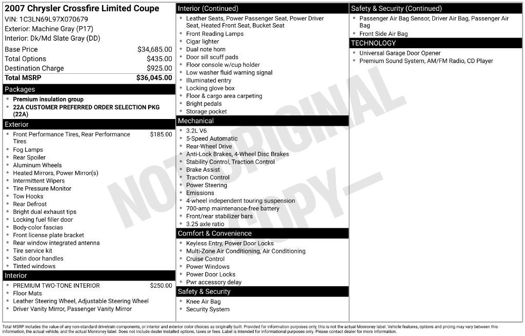 2007 Chrysler Crossfire Limited