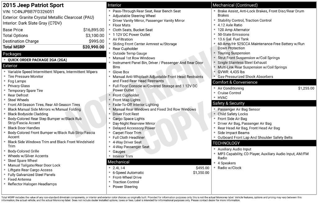 2015 Jeep Patriot Sport