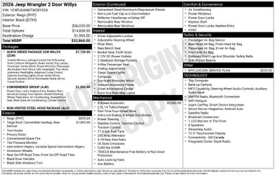 2026 Jeep Wrangler WRANGLER 2-DOOR WILLYS