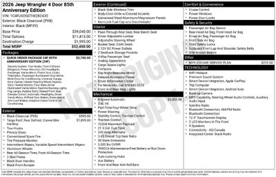 2026 Jeep Wrangler WRANGLER 4-DOOR 85TH ANNIVERSARY EDITION