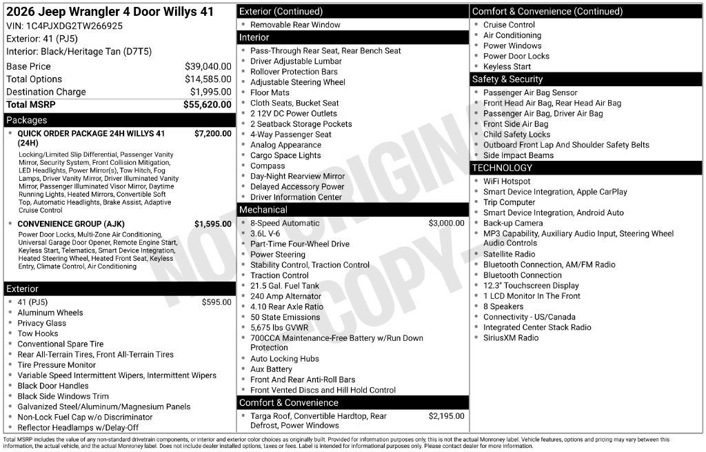 2026 Jeep Wrangler WRANGLER 4-DOOR WILLYS '41
