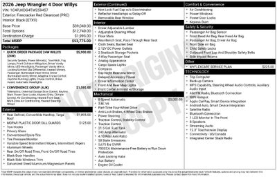 2026 Jeep Wrangler WRANGLER 4-DOOR WILLYS