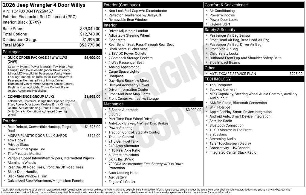 2026 Jeep Wrangler WRANGLER 4-DOOR WILLYS