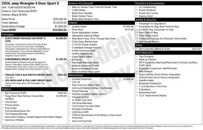 2026 Jeep Wrangler WRANGLER 4-DOOR SPORT S