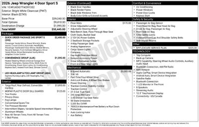 2026 Jeep Wrangler WRANGLER 4-DOOR SPORT S