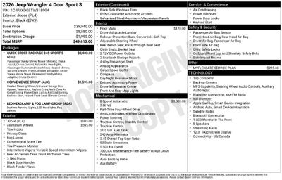2026 Jeep Wrangler WRANGLER 4-DOOR SPORT S