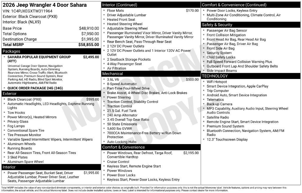 2026 Jeep Wrangler WRANGLER 4-DOOR SAHARA