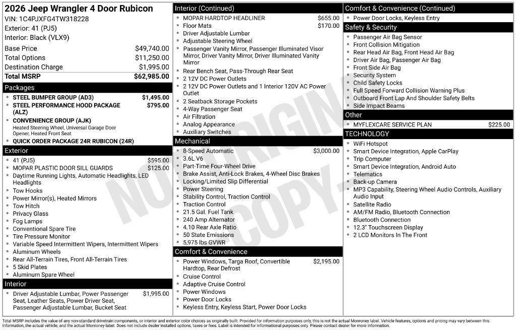 2026 Jeep Wrangler WRANGLER 4-DOOR RUBICON