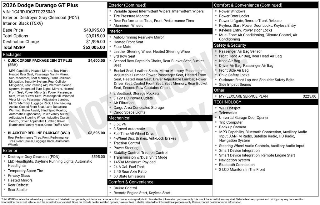 2026 Dodge Durango DURANGO GT PLUS AWD