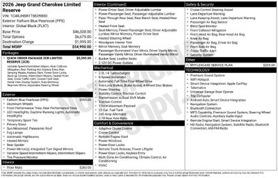 2026 Jeep Grand Cherokee GRAND CHEROKEE LIMITED RESERVE 4X4