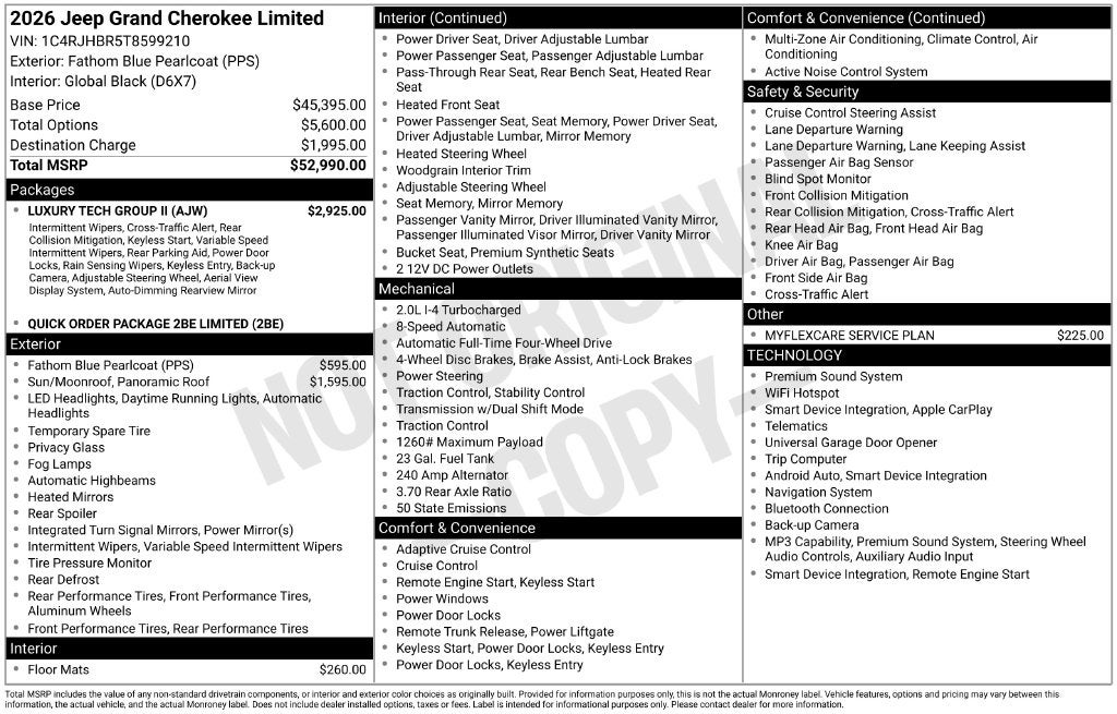 2026 Jeep Grand Cherokee GRAND CHEROKEE LIMITED 4X4