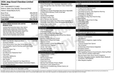 2026 Jeep Grand Cherokee GRAND CHEROKEE LIMITED RESERVE 4X4