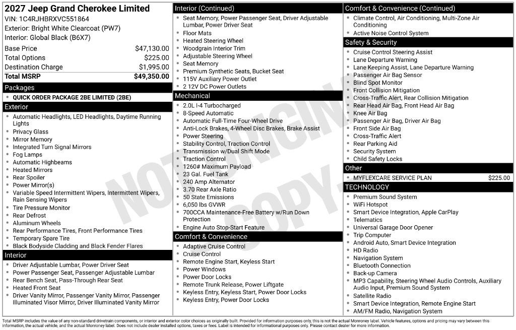 2027 Jeep Grand Cherokee GRAND CHEROKEE LIMITED 4X4