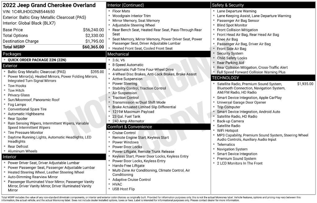 2022 Jeep Grand Cherokee Overland 4x4