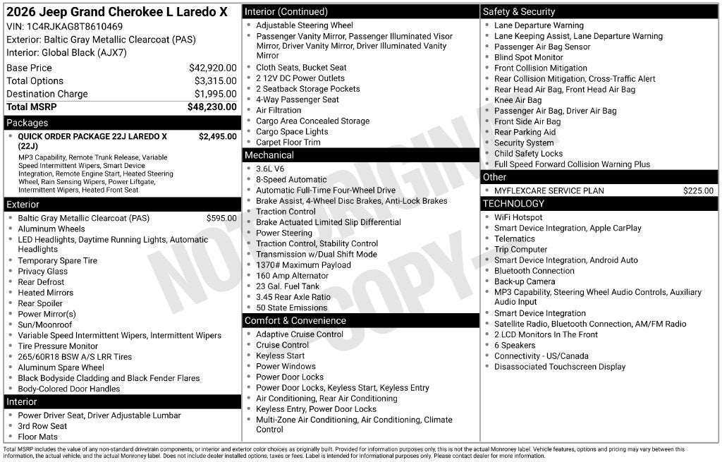 2026 Jeep Grand Cherokee GRAND CHEROKEE L LAREDO X 4X4