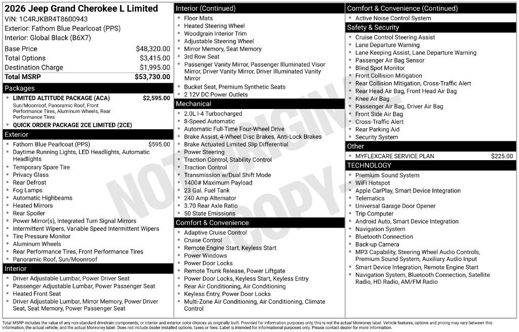 2026 Jeep Grand Cherokee GRAND CHEROKEE L LIMITED 4X4