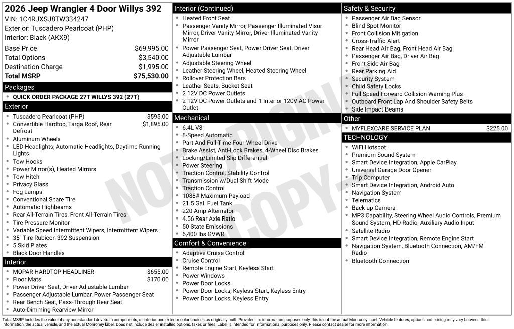 2026 Jeep Wrangler WRANGLER 4-DOOR WILLYS 392
