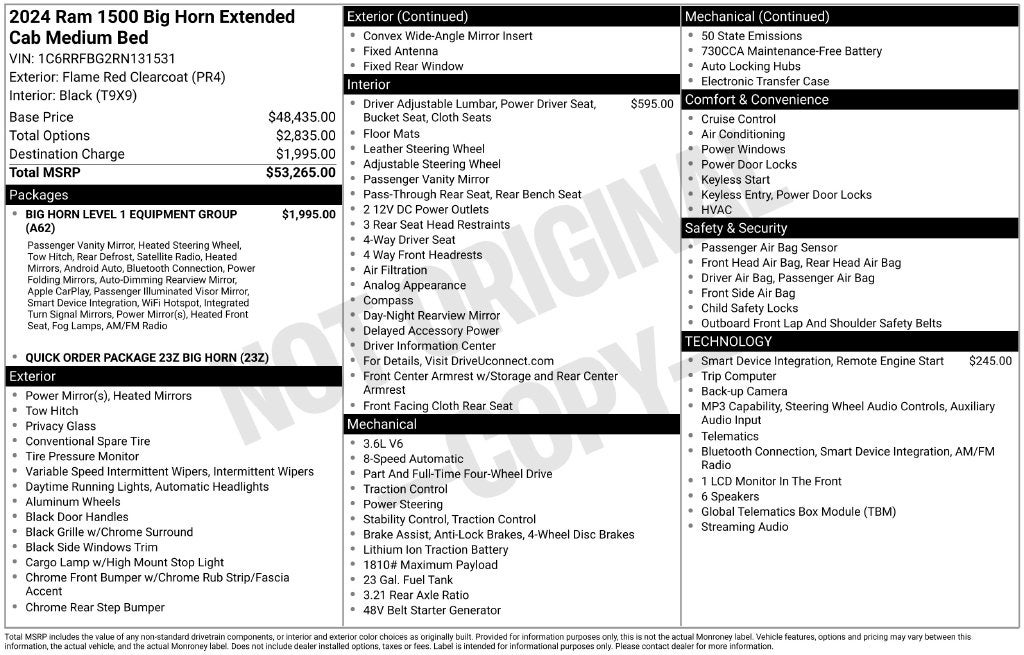 2024 RAM Ram 1500 Big Horn Quad Cab 4x4 6'4' Box
