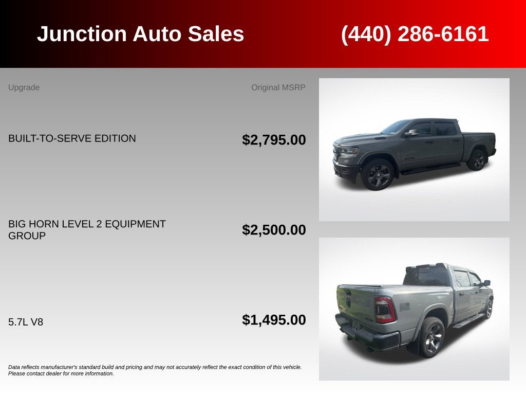 2020 RAM Ram 1500 Big Horn Crew Cab 4x4 5'7' Box