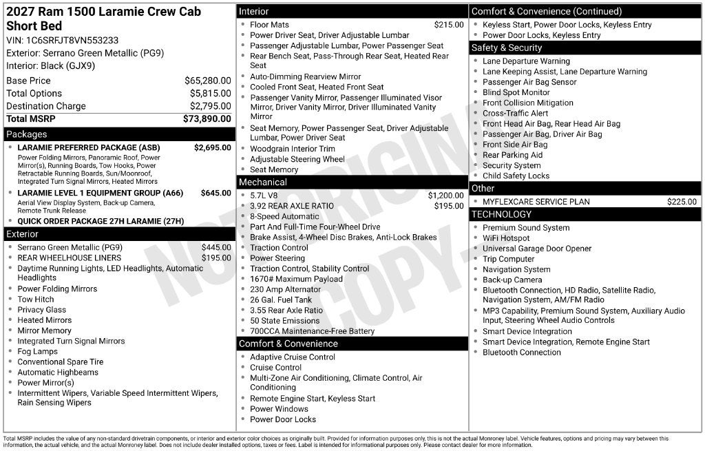 2027 RAM Ram 1500 RAM 1500 LARAMIE CREW CAB 4X4 5'7' BOX