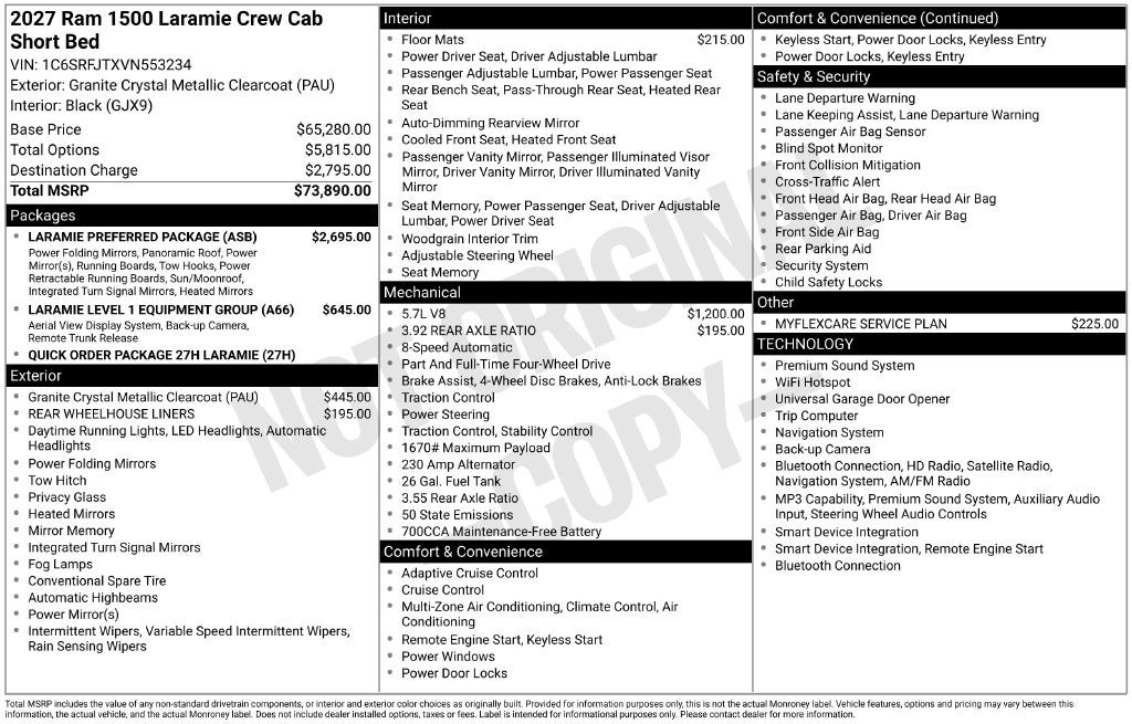 2027 RAM Ram 1500 RAM 1500 LARAMIE CREW CAB 4X4 5'7' BOX