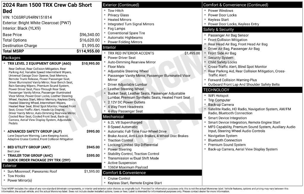 2024 RAM Ram 1500 TRX Crew Cab 4x4 5'7' Box