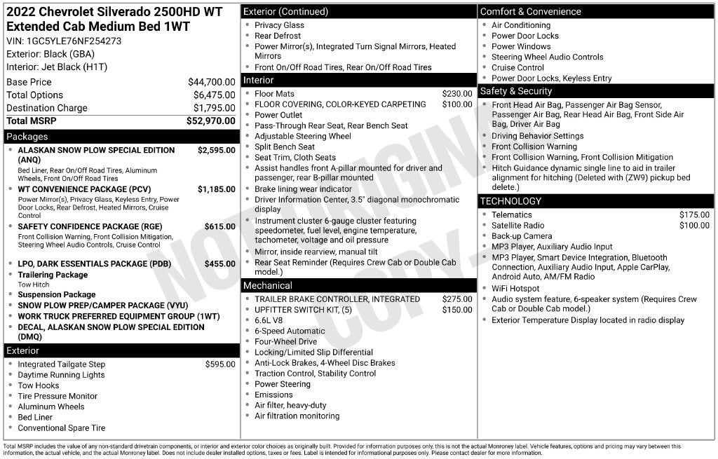 2022 Chevrolet Silverado 2500HD 4WD Double Cab Standard Bed WT