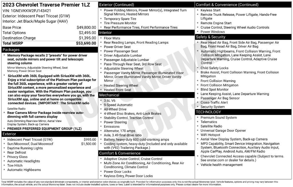 2023 Chevrolet Traverse AWD Premier