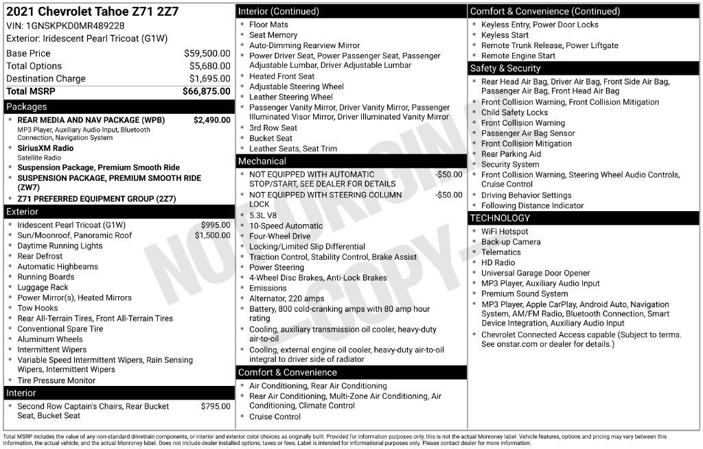 2021 Chevrolet Tahoe 4WD Z71