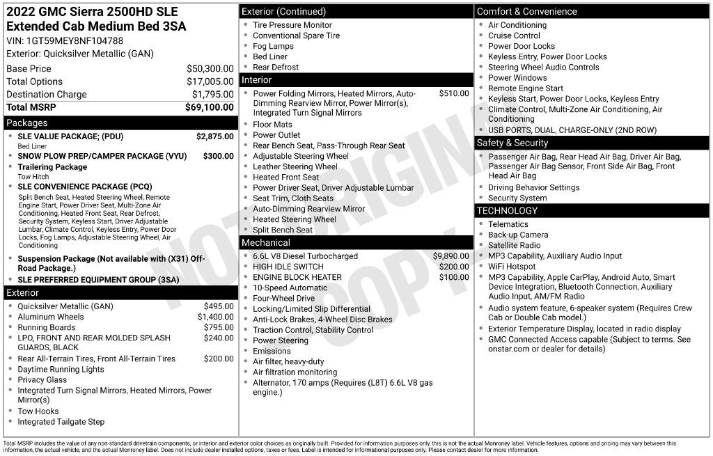 2022 GMC Sierra 2500HD 4WD Double Cab Standard Bed SLE
