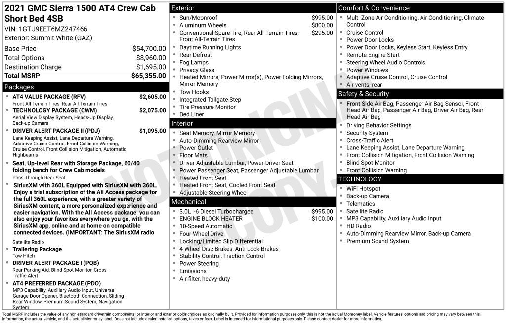 2021 GMC Sierra 1500 4WD Crew Cab Short Box AT4