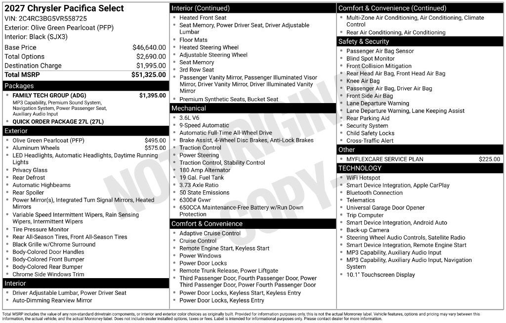 2027 Chrysler Pacifica PACIFICA SELECT AWD
