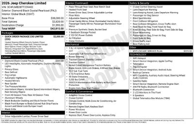 2026 Jeep Cherokee CHEROKEE LIMITED 4X4