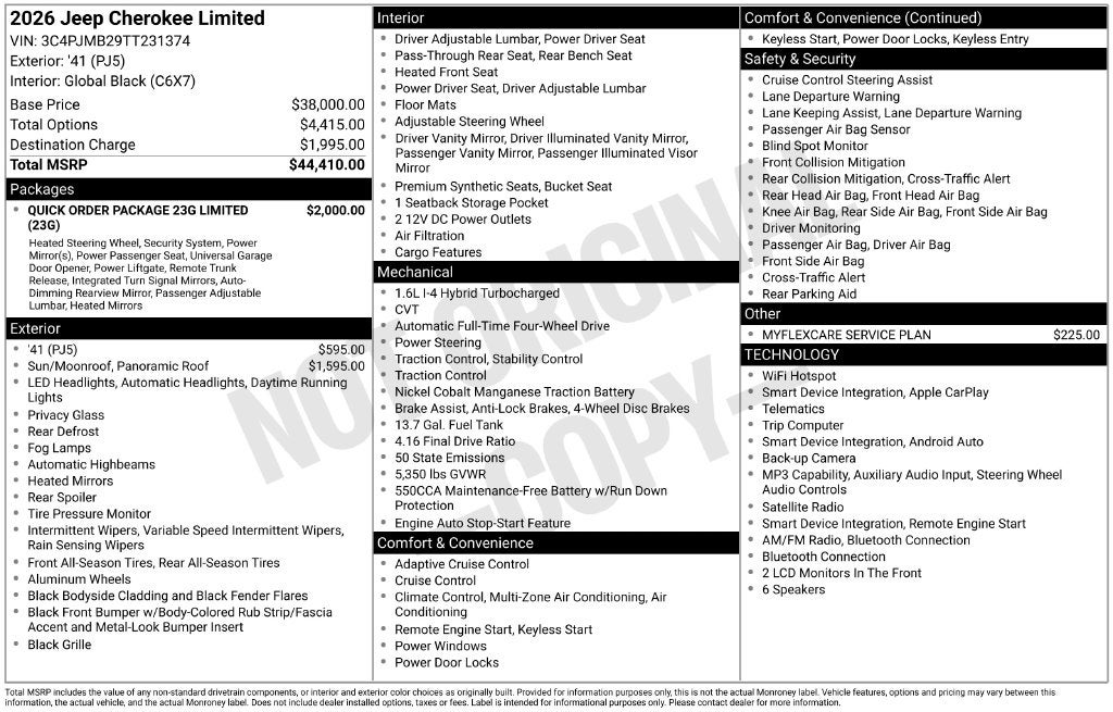 2026 Jeep Cherokee CHEROKEE LIMITED 4X4