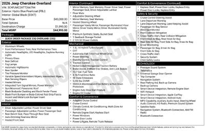 2026 Jeep Cherokee CHEROKEE OVERLAND 4X4