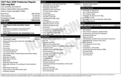 2027 RAM Ram 3500 RAM 3500 TRADESMAN REGULAR CAB 4X4 8' BOX