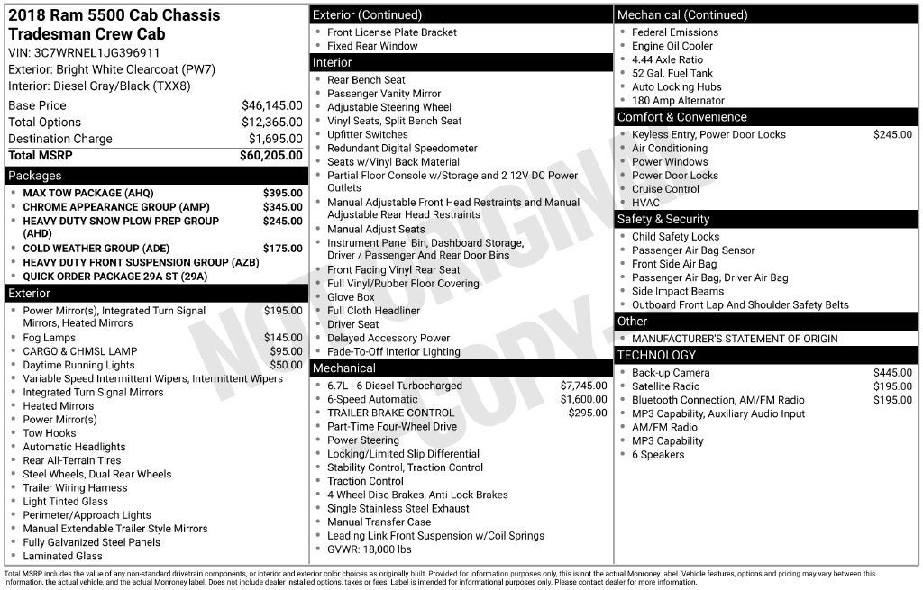 2018 RAM Ram 5500 Chassis Tradesman/SLT/Laramie