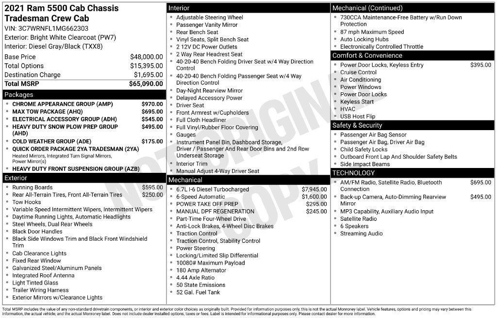 2021 RAM Ram 5500 Chassis Tradesman/SLT/Laramie/Limited