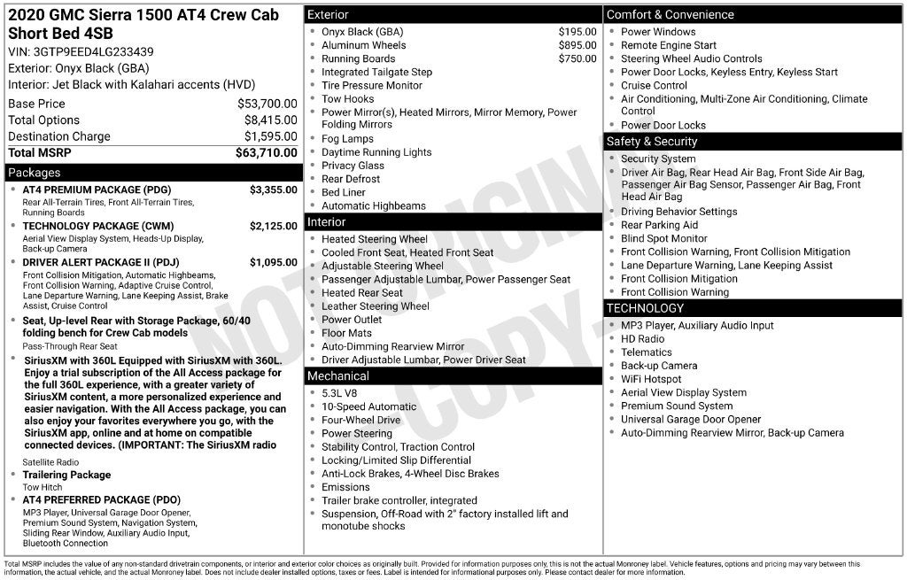 2020 GMC Sierra 1500 4WD Crew Cab Short Box AT4