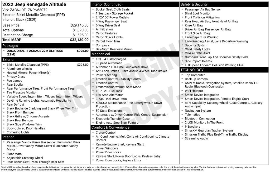 2022 Jeep Renegade Altitude 4x4